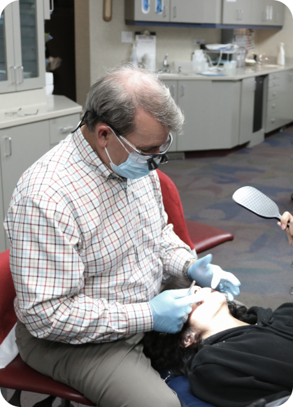 Dr Sheffield with patient during orthodontics appointment